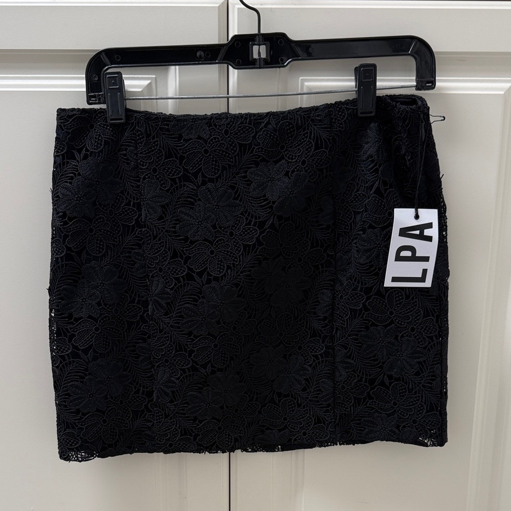 LPA Floral Lace Black Mini Skirt